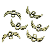 300pcs Angel Wings Heart Charm DIY Jewelry Making Antique Bronze