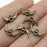 300pcs Angel Wings Heart Charm DIY Jewelry Making Antique Bronze