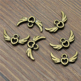 300pcs Angel Wings Heart Charm DIY Jewelry Making Antique Bronze