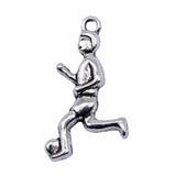 300pcs Soccer Player Pendant Charms Antique Silver for Jewelry Making