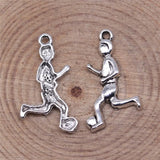 300pcs Soccer Player Pendant Charms Antique Silver for Jewelry Making