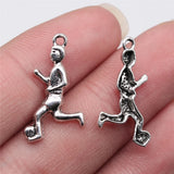 300pcs Soccer Player Pendant Charms Antique Silver for Jewelry Making