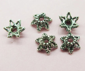 300pcs Tibetan Silver Flower Beads End Caps 5X8MM