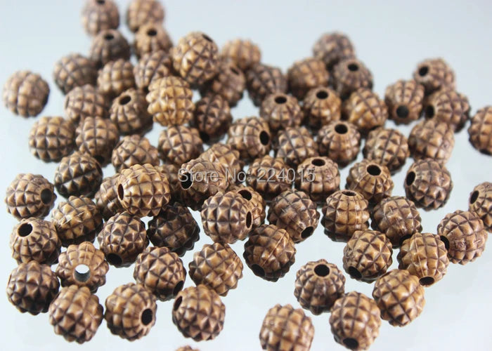 300pcs 8mm Acrylic Round Stripe Natural Wood Beads JB119#
