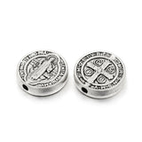 300pcs Alloy Flat Round Beads Tibetan Style Cross Bead 10x2.5mm