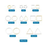 300pcs Brass Linking Rings Mixed Shapes Hollow Frames for DIY Jewelry Making