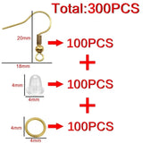 300pcs Earring Making Kit with Hooks, Jump Rings, Backs