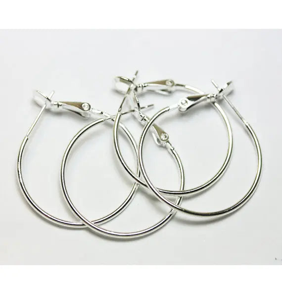 300pcs Silver Plated 30mm Round Earring Hoop Jewellery Findings