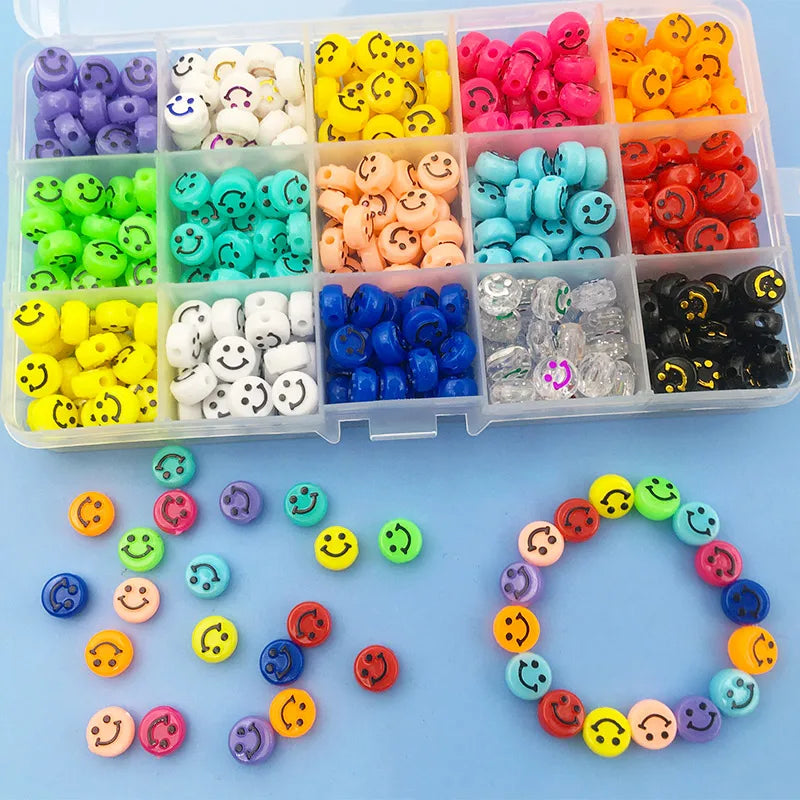 300pcs Acrylic Smiley Beads for DIY Jewelry Making