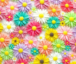 300pcs Resin Daisy Cabochons - Pastel & Bold Tropical Colors Mix - 8mm-26mm