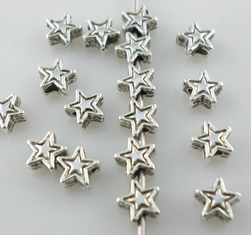 300pcs Tibetan Silver Small Star Charm Spacers Beads 2x4mm