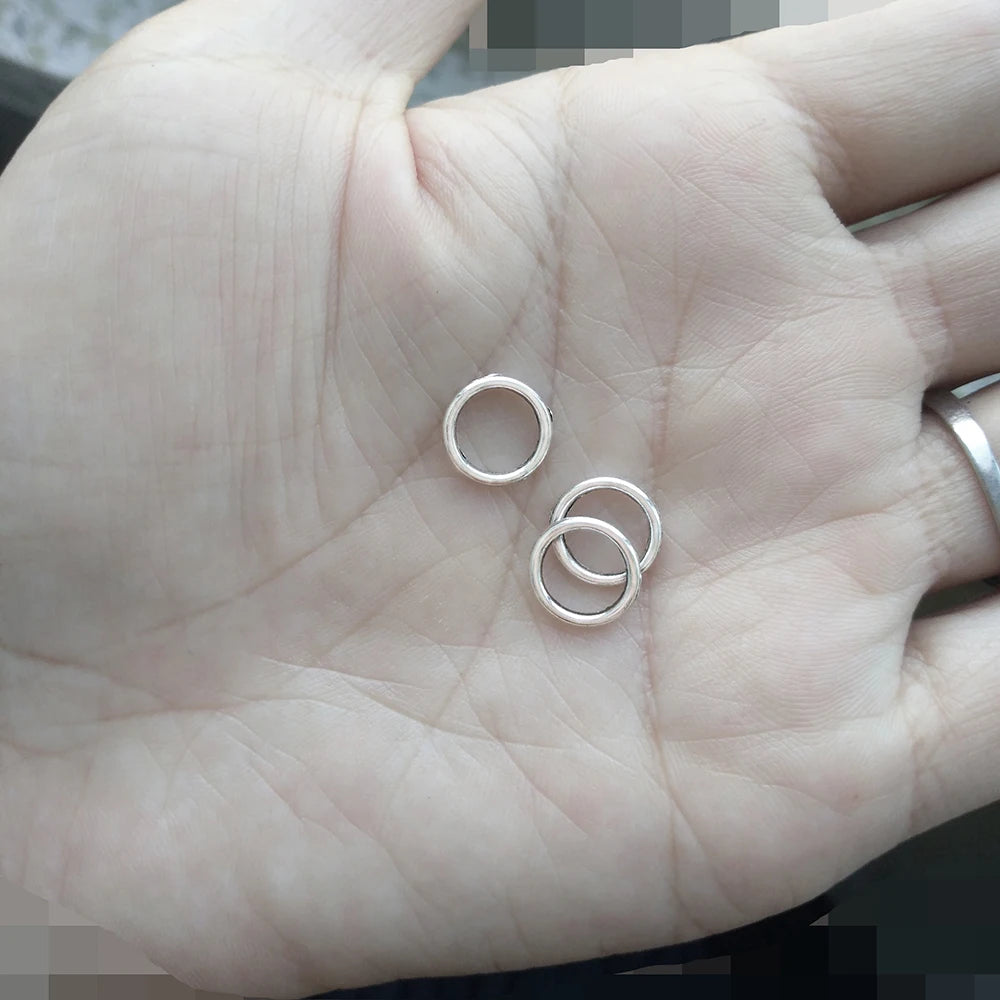 300pcs 10mm Round Circle DIY Jewellery Accessories Vintage Silver Metal