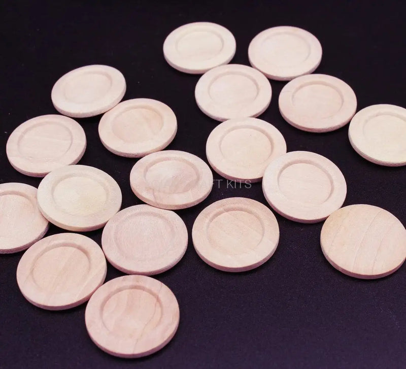 300pcs 23mm Wood Glass Cabochons Settings Tray 15mm - Wood Bezel Blanks