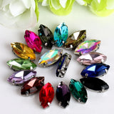 300pcs 7x15mm Horse Eye Sewing Rhinestone with Claws Setting