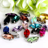 300pcs 7x15mm Horse Eye Sewing Rhinestone with Claws Setting