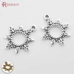 50PCS Small Sun Charms Pendants Antique Bronze Diy Jewelry Findings