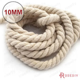 5mm-15mm No Dyeing Cotton Three Strands Twisted Rope Cords 5 meters