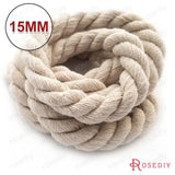 5mm-15mm No Dyeing Cotton Three Strands Twisted Rope Cords 5 meters