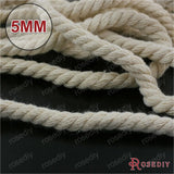 5mm-15mm No Dyeing Cotton Three Strands Twisted Rope Cords 5 meters