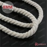 5mm-15mm No Dyeing Cotton Three Strands Twisted Rope Cords 5 meters
