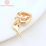 4PCS 10.5x12MM 24K Brass Zircon Lock Key Pendant Charms DIY Jewelry Findings