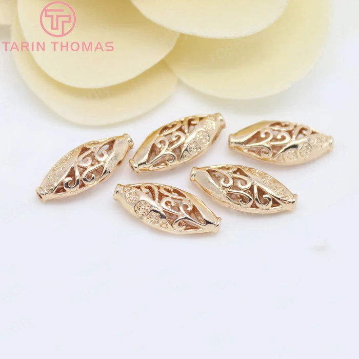 6PCS 6.5x17MM 24K Brass Spacer Beads for Bracelet High Jewelry