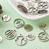 Stainless Steel Zodiac Sign Charms, 12x1mm, 18x16x1.5mm, 24pcs/box
