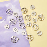 Stainless Steel Zodiac Sign Charms, 12x1mm, 18x16x1.5mm, 24pcs/box