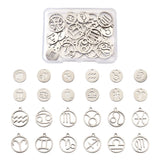 Stainless Steel Zodiac Sign Charms, 12x1mm, 18x16x1.5mm, 24pcs/box