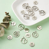 Stainless Steel Zodiac Sign Charms, 12x1mm, 18x16x1.5mm, 24pcs/box