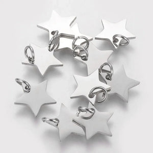 304 Stainless Steel Star Charms 10x10.6mm Hole 4mm