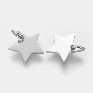 304 Stainless Steel Star Charms 10x10.6mm Hole 4mm
