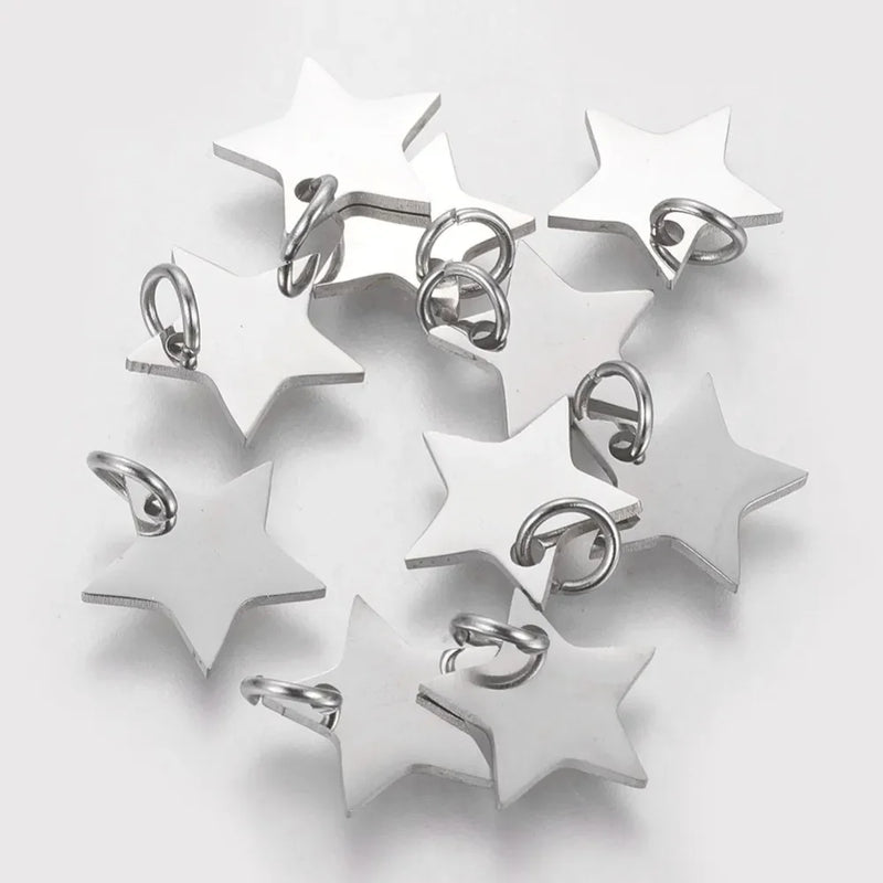 304 Stainless Steel Star Charms 10x10.6mm Hole 4mm