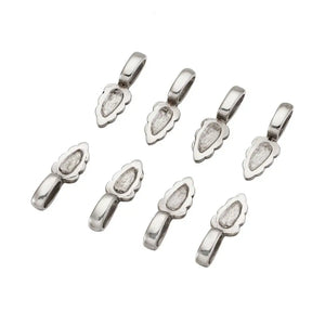 304 Stainless Steel Glue-on Flat Pad Bails for DIY Jewelry, 7x21mm