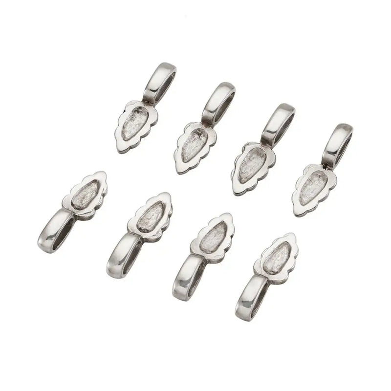 304 Stainless Steel Glue-on Flat Pad Bails for DIY Jewelry, 7x21mm