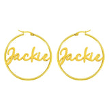 Stainless Steel Letter Earrings Nameplate Round Earrings Hypoallergenic