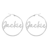 Stainless Steel Letter Earrings Nameplate Round Earrings Hypoallergenic