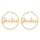 Stainless Steel Letter Earrings Nameplate Round Earrings Hypoallergenic
