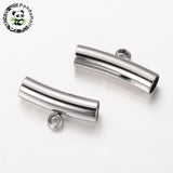 304 Stainless Steel Tube Hanger Links, Bail Beads, 9x17x5mm