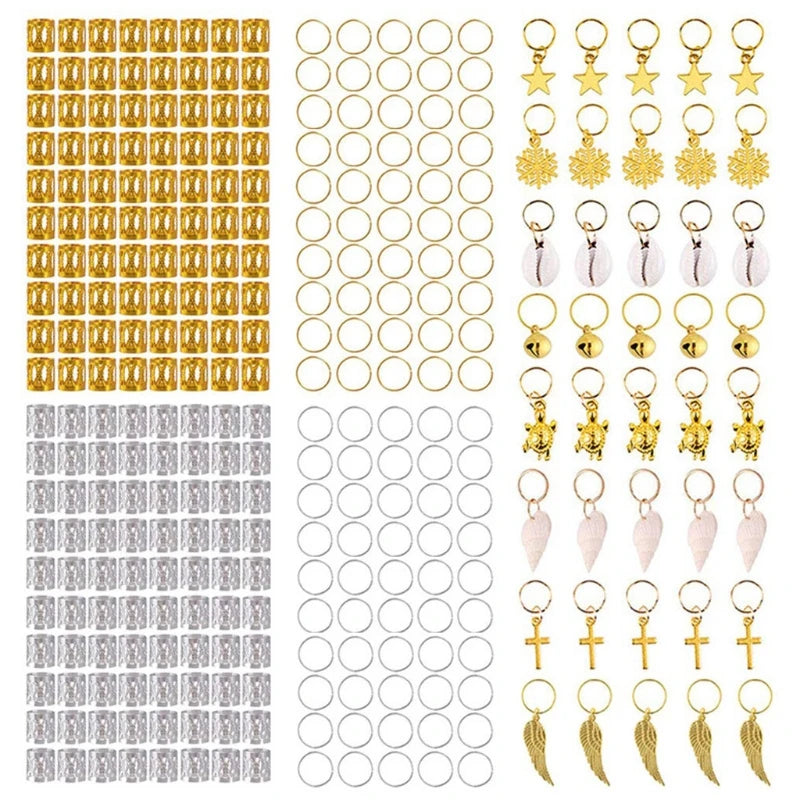 305 Pcs Hair Jewelry Braids Shell Metal Pendant Set for Women Girls