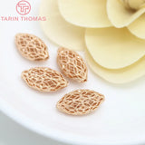 4PCS 17x10MM 24K Plated Brass Oval Spacer Beads for Bracelet DIY Jewelry