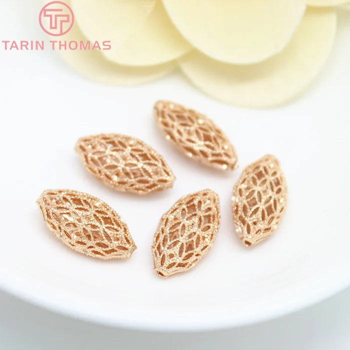 4PCS 17x10MM 24K Plated Brass Oval Spacer Beads for Bracelet DIY Jewelry