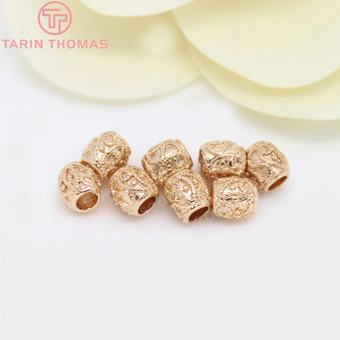 10PCS 5.5x5MM 24K Champagne Plated Brass Oval Spacer Beads