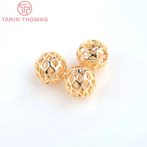20PCS 24K Plated Brass Spacer Beads Round Beads Jewelry Accessory