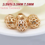20PCS 24K Plated Brass Spacer Beads Round Beads Jewelry Accessory