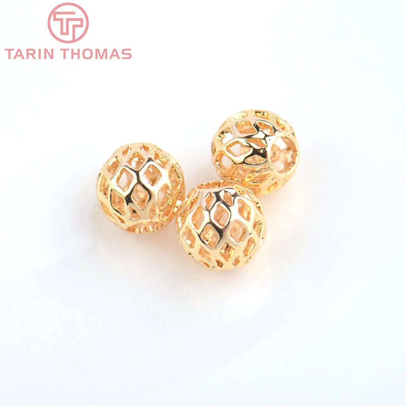 20PCS 24K Plated Brass Spacer Beads Round Beads Jewelry Accessory