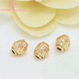 6PCS 24K Plated Brass Oval Spacer Beads DIY Jewelry Accessories