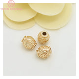 6PCS 24K Plated Brass Oval Spacer Beads DIY Jewelry Accessories