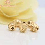 6PCS 24K Plated Brass Oval Spacer Beads DIY Jewelry Accessories