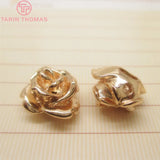 6PCS 13*9MM 24K Brass Rose Flower Bracelets Spacer Beads